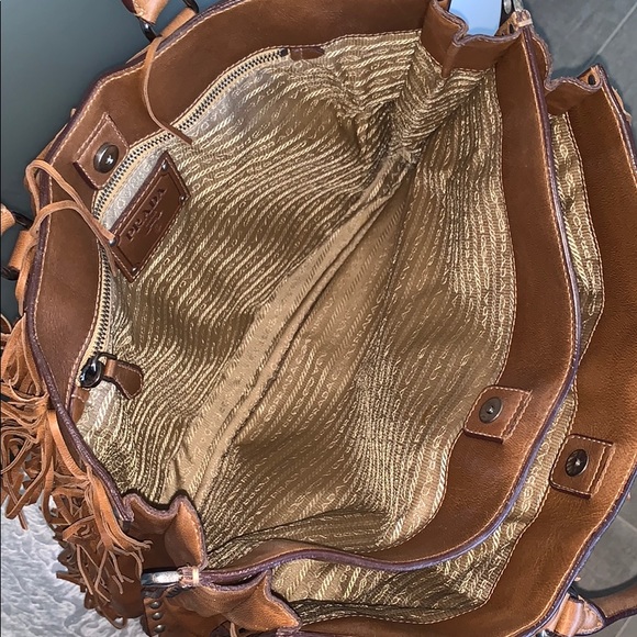 **SOLD** Prada Fringe Brown Leather Tote - Picture 5 of 7